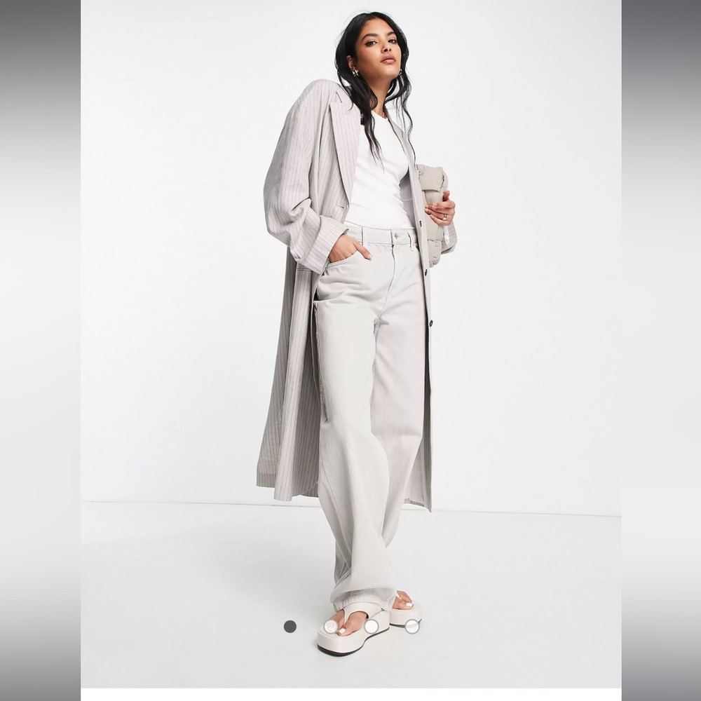 NWT Topshop Long line Pin Stripe Linen Blazer